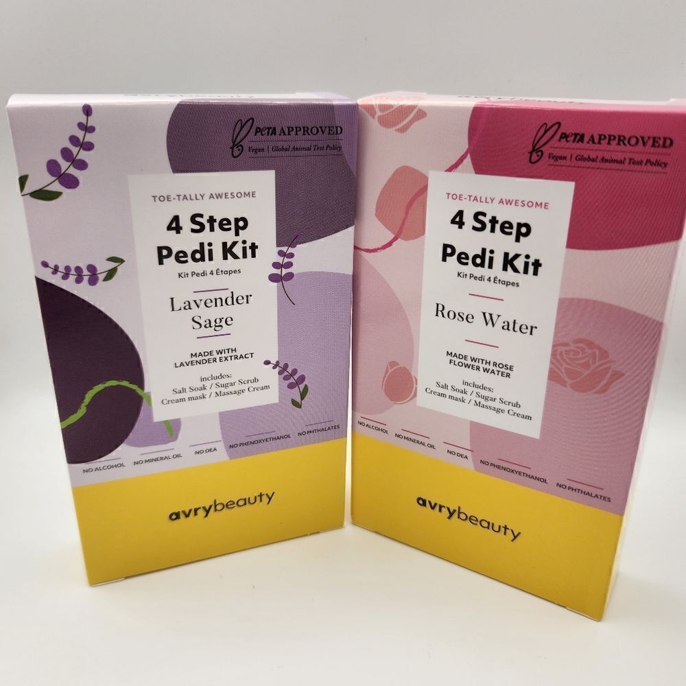Avry Beauty 4 Step Pedi Kit Set of 2 Rose Water and Lavender Sage